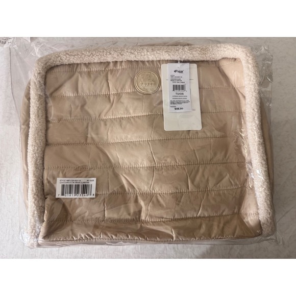 Pajar Tote Bag Quilted Sherpa Trim Travel Carry-On‎ Handbag Beige OS - Picture 2 of 9